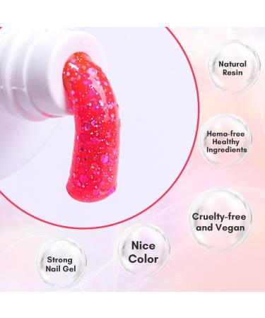 Makartt Poly Nail Gel-50ML Dark Hot Pink Glitter Gel Builder for Shiny Nail Extension Strengthener 3D Trendy Nail Art DIY Hard Gel Manicures Home Pink Pretty - Buy Online on GoSupps.com