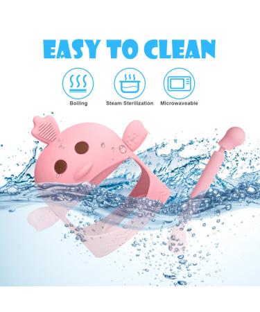 Vicloon Baby Teething Toys 2 Pack - BPA Free Silicone Teether for Infants 3 Years+ | Anti-Drop Mitten Teething Toy for Soothing Sore Gums | Baby Chew Toys in Yellow & Pink - Buy Online on GoSupps.com