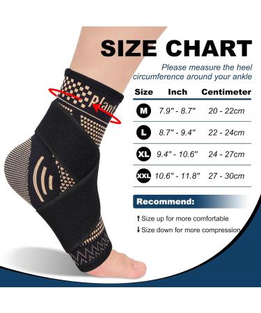 Plantar Relief Copper Ankle Bandage - Adjustable Support for Men & Women | 2 Pairs for Sprained Ankle & Plantar Fasciitis Relief - Buy Online on GoSupps.com
