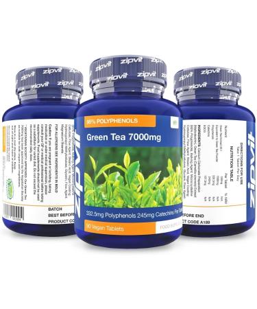 Green Tea Extract 7000mg - 95% Polyphenols - 90 Vegan Tablets - 3 Months Supply - Buy Online on GoSupps.com