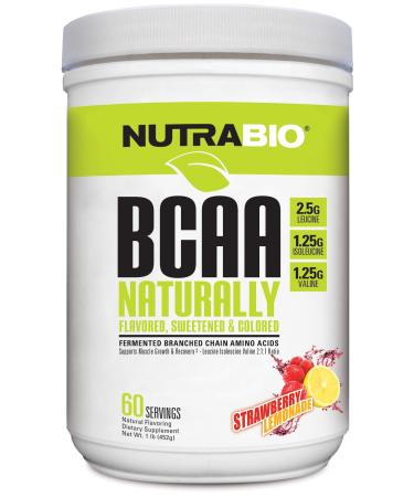 NutraBio BCAA 5000 Powder - Fermented Branched Chain Amino Acids for Muscle Growth & Recovery - Natural Flavors, Sweeteners, and Coloring, Vegan, Gluten Free - Strawberry Lemonade, 60 Servings Strawberry Lemonade 1 Pound (…