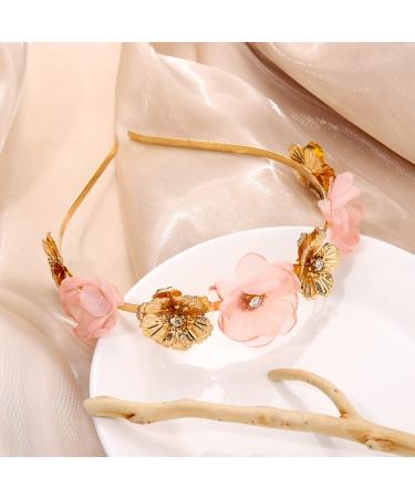 Gold Floral Butterfly Pearl Bridal Headband Set - Wedding Hair Accessories - Buy Online on GoSupps.com