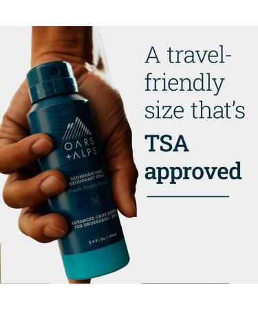 Oars + Alps Aluminum Free Deodorant Spray for Men & Women - Fresh Ocean Splash Travel Size 3.4 Fl Oz - Buy Online Internationally - Buy Online on GoSupps.com