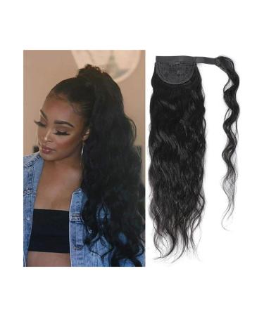 Ponytail Extensions 8-24" Body Wave Human Hair Ponytail for Black Women Wrap Around Ponytail Extensions with Magic Paste Brazilian Remy Hair Clip In Ponytail Hair Pieces for Women (Color : Natural Co 24inches Natural Color