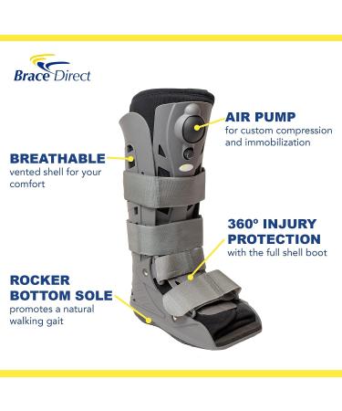 Brace Direct Tall Air CAM Walker Boot for Broken Foot, Ankle Support for Sprains & Fractures - Orthopedic Full Shell Air Cast Walking Boot for Achilles Recovery - Men and Women - Buy Online on GoSupps.com