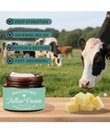 Nichalous Organic Grass Fed Whipped Tallow Cream with Castor Oil & Frankincense Oil All-Natural Moisturizer Hydrating Beef Tallow Moisturizer Cream and Manuka Honey Balm for Skin (1) - Buy Online on GoSupps.com