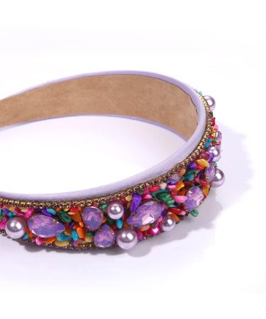 Baroque Crystal Rhinestone Headband for Women | Turquoise Beaded Hair Accessory | Boho Summer Jewelry - Buy Online on GoSupps.com