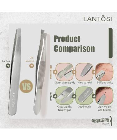Lantosi Tweezers Set - Professional Stainless Steel Eyebrow and Lash Tweezers for Men and Women - Facial Hair, Ingrown Hair, Splinter Remover Tool Kit with Travel Case - Buy Online on GoSupps.com