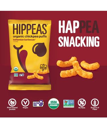 HIPPEAS Organic Chickpea Puffs - Bohemian Barbeque, 4oz (6-Pack) | Vegan, Gluten-Free Crunchy Snacks - Buy Online on GoSupps.com