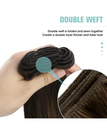 Youngsee Tressen Real Hair Balayage Weaving Extensions - 45cm Double Tresse #4/10/16 for Natural Brown Blonde Styles 100g Invisible Hairpin - Buy Online on GoSupps.com