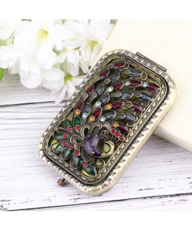 Leorx Antique Peacock Compact Mirror - Double Sided Metal Makeup Mirror for Women - Buy Online on GoSupps.com