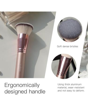 Flat Top Kabuki Foundation Brush for Liquid Makeup - Premium Big Brush with Fiber Bristles for Cream & Powder Makeup - Rose Gold - Buy Online on GoSupps.com