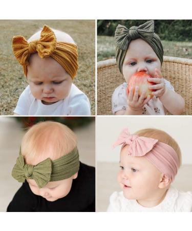 8PCS Baby Nylon Headbands Hair Bows for Baby Girls | Newborn to 12 Months - Buy Online on GoSupps.com