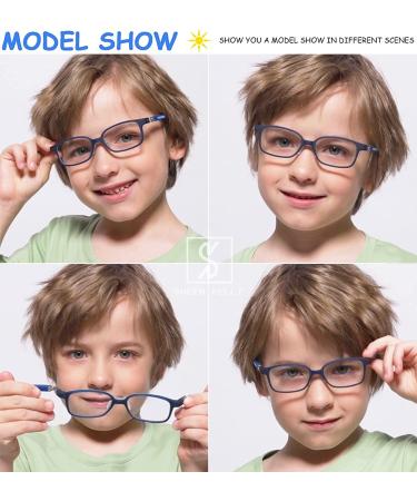 Kids Blue Light Blocking Glasses | 360 Hinges CR39 Computer Glasses | Silicon Blue Rectangular Design | Anti-Blue Light Protection for Boys and Girls (3-14y) | TV/Tablet Radiation Shield | Ultra-Thin - Buy Online on GoSupps.com