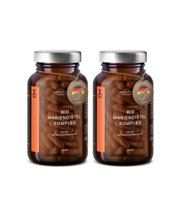 2 Set - Bio Mary thistle Artichokes Complex High -dose - 240 capsules for 120 days - Mary thistle capsules with artichokes extract - rich in Silymarin & bitter substances - vegan