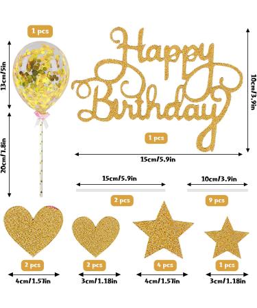 2 Pcs Happy Birthday Cake Toppers Personalised Rose Gold Cake Decorations Balloon Cake Topper Stars Heart Birthday Cake Decorations for Girls Boy Women Men (Pink/Gold) - Buy Online on GoSupps.com