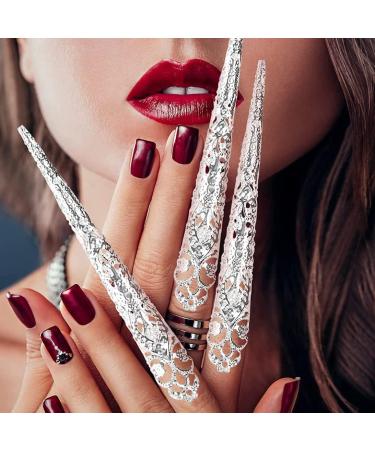 Finger Nail Tip Claw Rings 10 Pack Ancient Queen Halloween Costume Fingertip Claw Nail Rings Decoration Accessory Finger Knuckle Protectors for Halloween Cosplay Drama Dance ShowSilver - Buy Online on GoSupps.com