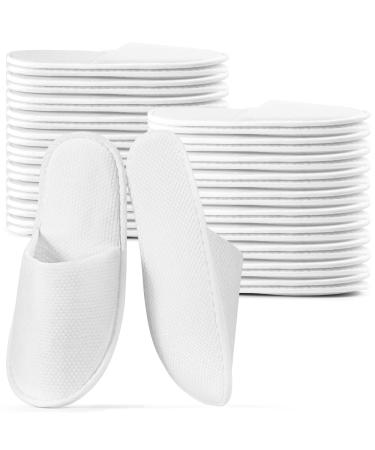 Anerl 20 pairs of disposable slippers non-slip washable men and women's slippers suitable for hotel guests party reusable guest shoes 36/43 EU white