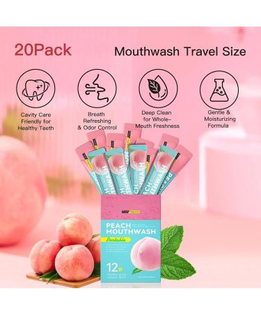 Mouthwash Lot de 20 rince-bouche jetables et portables pour une haleine fra che prot ge les dents et nettoie la bouche pratique pour les d placements (p che) - Buy Online on GoSupps.com
