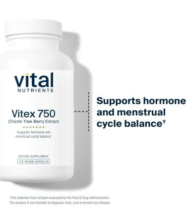 Vital Nutrients Vitex 750 - Female Hormone Support - 120 Vegetarian Capsules - Buy Online on GoSupps.com