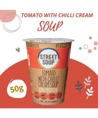 Street Soup Pick N Mix - Choose From Cup with 3 Flavours - Lentil Cream Mushroom Cream Tomato with Chilli Cream Soup - Pack of 2 x 50g - Buy Online on GoSupps.com