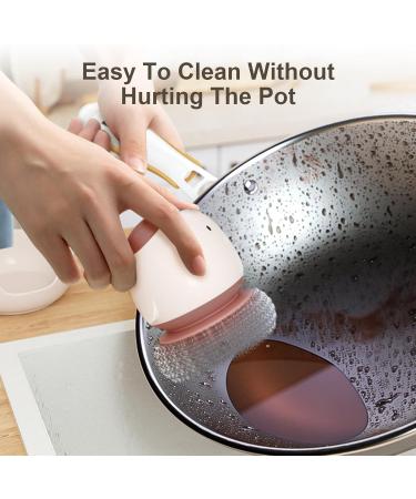 Soap Dispensing Palm Brush Soap Liquid Adding Washing Dish Scrubber Pot Brush Labor-Saving Dishwashing Humanized Brushes for Dish Cleaning Sink Kitchen Pot Haoying Red - Buy Online on GoSupps.com