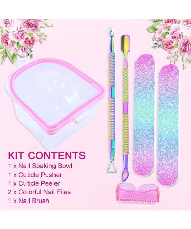 6-in-1 Nail Soaking Bowl for Gel Polish Removal - Acrylic Nails Manicure Kit with Cuticle Tools and Files - Pink - Buy Online on GoSupps.com