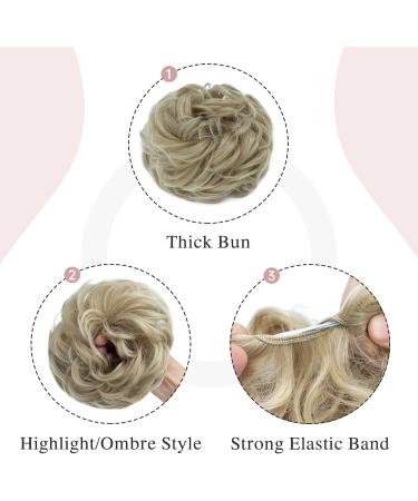 Women's Messy Bun Hair Piece Scrunchie - Ash Blonde/Bleach Blonde Mix - 55g - Buy Online on GoSupps.com