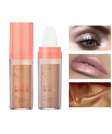 Body Glitter Powder Stick Polvo De Hadas Shimmer Face and Body Highlighter Powder High Gloss Fairy Glitter Sparkle Patting Powder Shinning Glowing Makeup for Hair Face Eyes Body (3 Golden Brown)