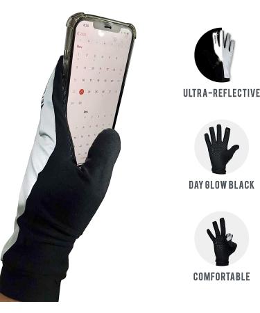 ReflecToes Reflective Running Gloves - Touchscreen - Hi Vis Winter Gear - Black - Medium - Buy Online on GoSupps.com