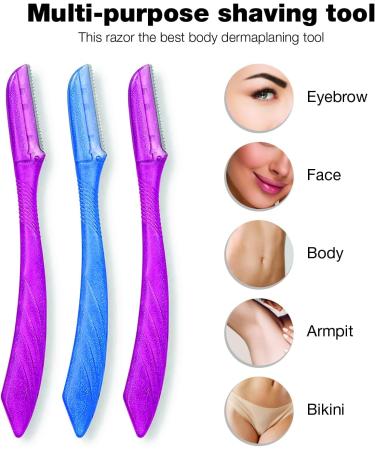 Nylea 3-Pack Eyebrow Razor Trimmer for Women | Extra Precision Peach Fuzz Remover | Disposable Dermaplane Facial Hair Shaper | Dermaplaning Shaving Tool - 3 Count - Buy Online on GoSupps.com