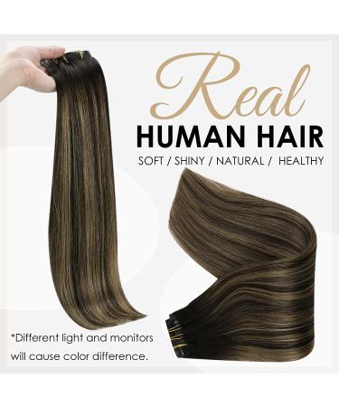 FSHINE Clip In Extensions - Real Hair 30cm Black & Caramel Blonde Mix Thick & Smooth 50g 3 Pieces - Perfect for Women - Buy Online on GoSupps.com