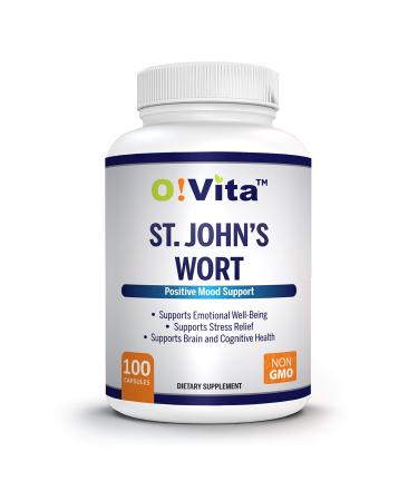 O!VITA St. John's Wort 500mg, Mood Enhancer, Brain Health Support, Emotional Wellness Support, 100-day Supply (100 Non-GMO Capsules)