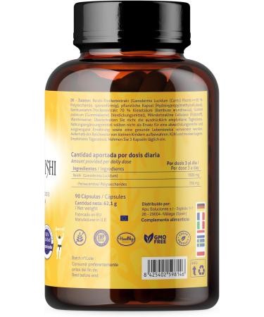 Reishi Pure 1500mg - 90 Capsules with 50% Polysaccharides Beta Glucans Ganoderma Lucidum Without Magnesium Stearate - Buy Online on GoSupps.com