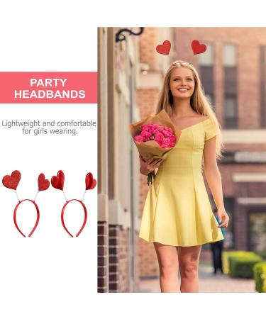 Minkissy 3D Red Glitter Heart Headband - 4-Piece Hair Accessories for Valentine's Day & Weddings - Buy Online on GoSupps.com