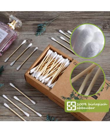 Bamboo Cotton Swabs 200pcs | Double Tipped Wooden Vegan Swabs - Recyclable & Biodegradable | Ear & Makeup Cleaning - Buy Online on GoSupps.com