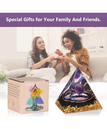 Orgone Pyramid - Amethyst & Obsidian Healing Crystals for Love, Health, and Protection - Chakra Balancing Meditation Home Decor - 6cm - Buy Online on GoSupps.com