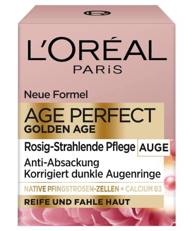 L'Or al Paris Age Perfect Golden Age Eye Cream - Anti-Aging & Brightening for Mature Skin | Peony Extract & Calcium B5 | 15ml (Pack of 2) - International Shipping Available - Buy Online on GoSupps.com