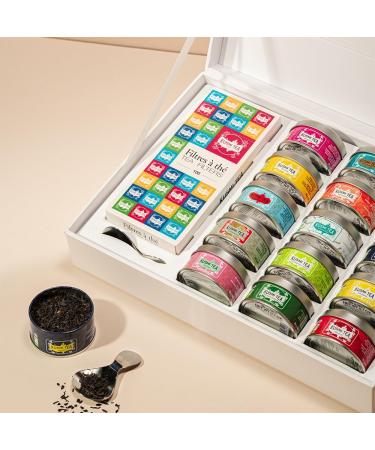 Kusmi Tea - La Collection Coffret Cadeau - 15 Recettes Embl matiques + 100 Filtres Th + Cuill re Th - Th s Noirs Verts Blancs et Tisanes Bio - Id e cadeau f te des m res - 15 bo tes de 25g - Buy Online on GoSupps.com