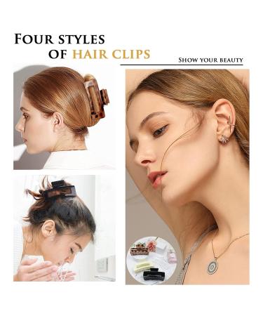 Kavya 4-Piece Large Non-Slip Hair Clips for Women | Angular Leopard Pattern Plastic Clips for Thick Long Hair | Multi-Colored Hair Accessories - Buy Online on GoSupps.com