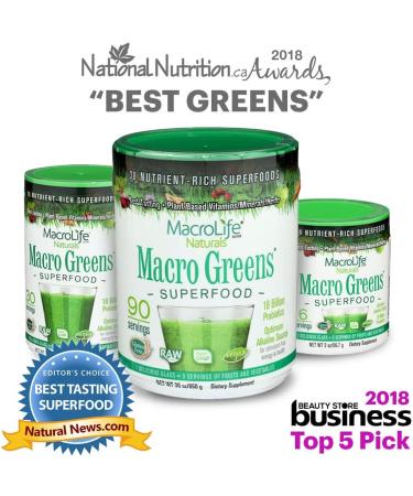 MacroLife Naturals Macro Greens Powder: 38 Superfood Probiotic Antioxidant Enzyme Supplement - Immunity Energy Cleanse - Non-GMO Vegan Gluten-Free Dairy-Free - 60 Servings - Buy Online on GoSupps.com
