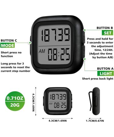 3D Pedometer for Walking - Step Counter with Large Display and Backlight | Accurate Activity Tracker for Men, Women, Seniors, Kids - Black - Buy Online on GoSupps.com