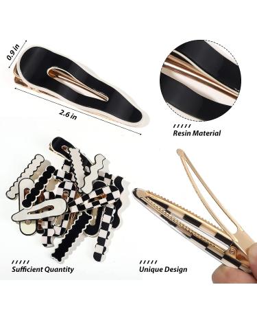 18 Piece Black White Checkerboard Hair Barrettes Set for Women and Girls - Elegant Geometric Hair Clips - Vintage Hair Accessories - Black White Plaid Glitter Hair Pins - Buy Online on GoSupps.com