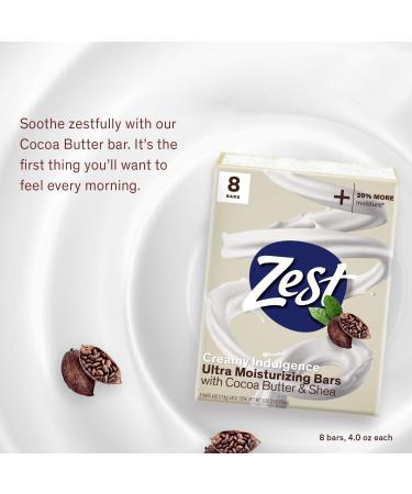 Zest Bar Soap - 8 Bars - Cocoa Butter & Shea Enriched - Ultra Moisturizing - Silky Smooth & Deeply Moisturized - 4 Ounce (Pack of 8) - Buy Online on GoSupps.com
