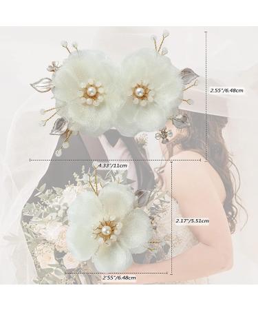 SOBEIT Bridal Hair Clips 2PCS Pearl White Flower Mesh Clips - Vintage Wedding Hair Comb Pins - Gold Bridal Hair Accessories for Women & Bridesmaids - Buy Online on GoSupps.com