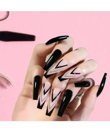 Coffin Nails - Long Ballerina Nails Fake | Pre-Shape Gel Glossy Coffin Nail Tips for Full False Nails Home Nail Salon - Buy Online on GoSupps.com