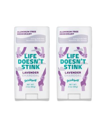 Natural Organic Sensitive Skin Deodorant Stick with Lavender Coconut Oil and Activated Charcoal Aluminum Free Deodorant by Stinkbug Naturals 2.1 Ounce Pack of 2