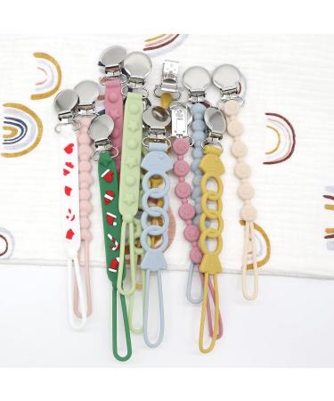 PAPACHOO Pacifier Clip 2 Pack - BPA Free Silicone Beads - Teething Relief for Baby Boys and Girls - Soothie Binky Clips in Dusty Blue and Light Pink - Buy Online on GoSupps.com