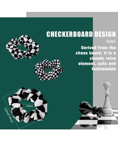 12-Piece Checkered Plaid Scrunchies Set - Christmas Hair Elastic Ponytail Holders for Women and Girls (Black White) - Buy Online on GoSupps.com