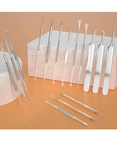 2023 Professional Blackhead & Pimple Popper Tool Kit | 15 PCS Acne Extractor Set with Metal Case - Stainless Steel Blemish Removal Tools - Buy Online on GoSupps.com